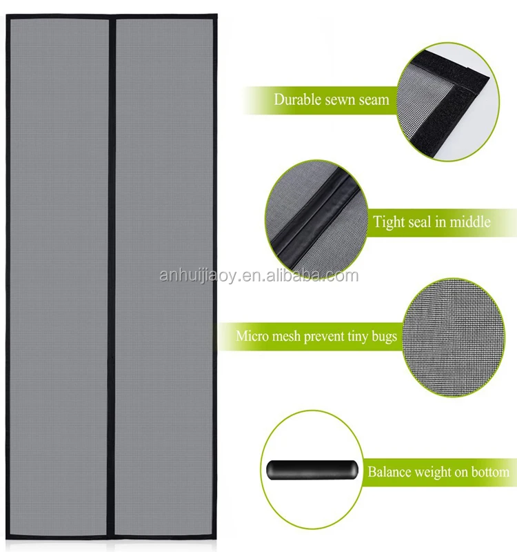 Screen Door Reinforced Fiberglass Mesh Curtain Front Door