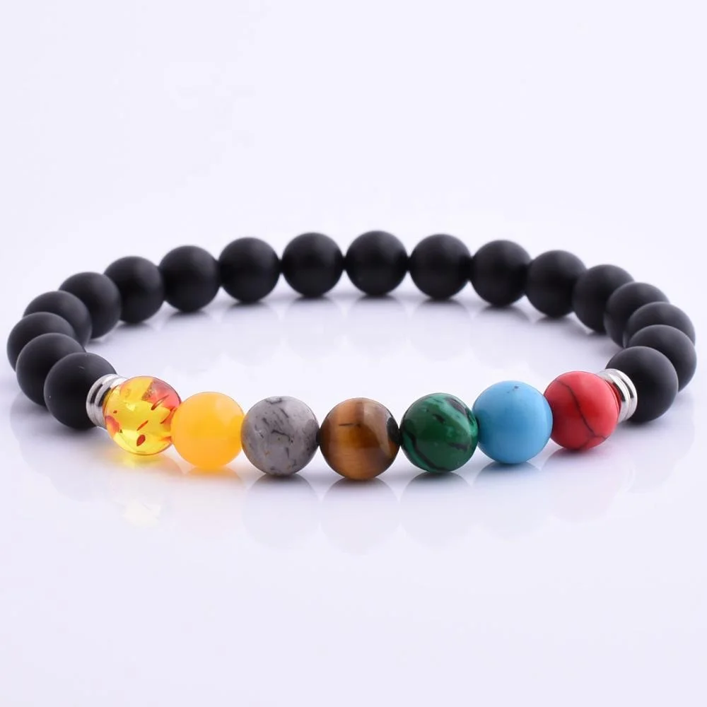 

Production Custom Your Design Hot Sale Wholesale Chakra Healing Lava Gemstone Bracelet