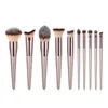 ALL Champagne color makeup brushes set foundation powder eyeshadow eyebrow blush kabuki fan brush with bag SNF12001