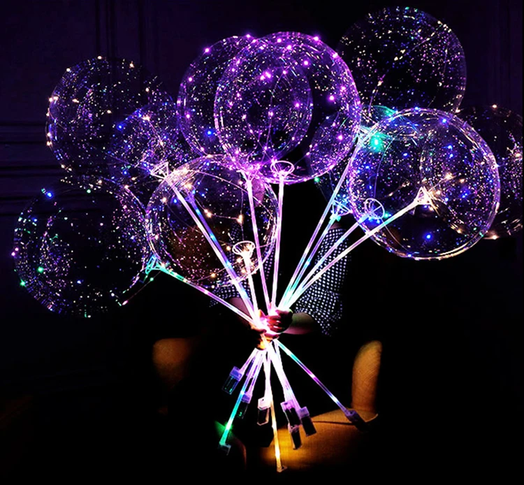 Colorful Led Bobo Bubble Light Luminous Balloons For Party Decoration