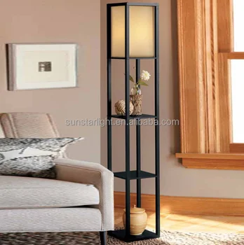 Shelf Wood Custom Floor Lamp With Fabric Shade For Indoor Decoration ... Shelf Wood Custom Floor Lamp With Fabric Shade For Indoor Decoration ...
