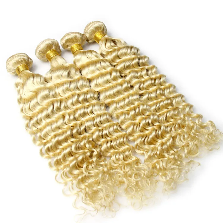 

top quality factory price cheap brazilian deep curly blonde 613 remy human hair weft