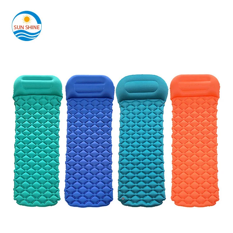 

Portable TPU camp mattress inflatable / beach mat with inflatable pillow / inflatable mattress pad for travel