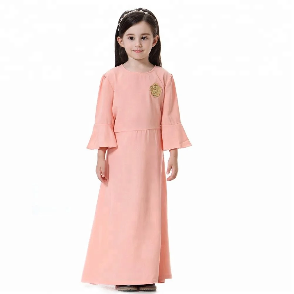 

Popular fashion Middle east girls robes Muslim solid color princess dress kids clothes kaftan abaya muslim kids dress, N/a