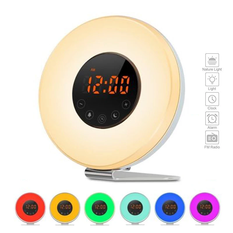 2017 Upgraded Wake Up Light Kids Led Sunrise Alarm Clock With Fm Radio ...