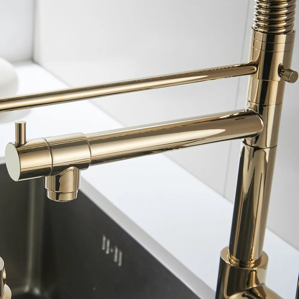 Fapully Luxury Tall And Big Kitchen Faucet Pull Out Mixer Tap Spring ...