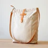 Beige Color Tote Bags With Leather Handle Blank Canvas Wholesale Tote Bags