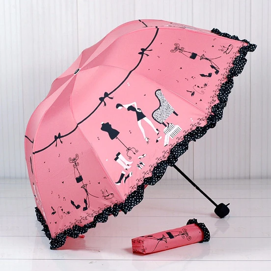 

High heels Brandnew arched creative folding umbrella sun umbrella lace parasol umbrella rain women