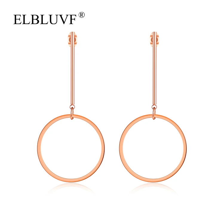 

ELBLUVF Stainless Steel Jewelry Rose gold Plated Circular Tassels Earrings For Girls Wholesale