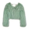 YR1076 YR fur Genuine Raccoon Hand Knit Short Style Fur Jacket High Quality Drop Ship