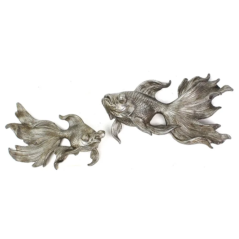 Resin fish sculpture metal base for home decoration supplier