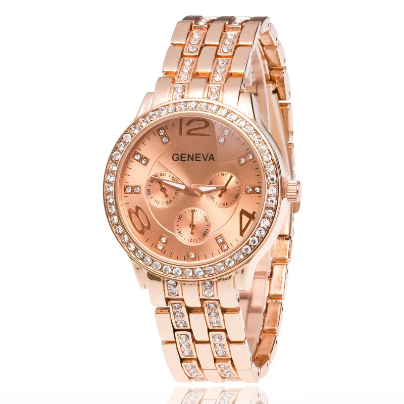 

8402 Fashion Luxury Women Stainless Steel Watches Rhinestone Band Full Steel Quartz Watches, Gold;rose gold;silver