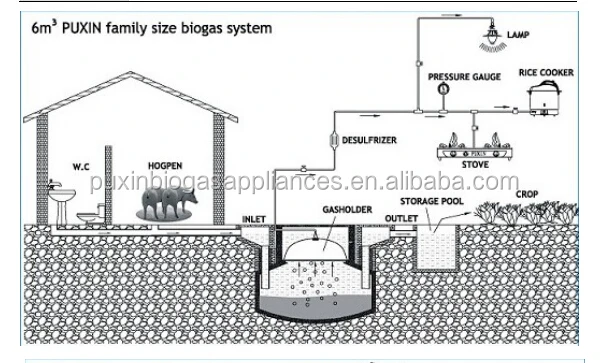 Китай Puxin отлично функция безопасности бытовой 6m3 биогаза анаэробный биогаза Оптовая продажа, изготовление, производство
