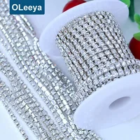 

OLeeya Factory Wholesale 1Row Dense Mat Crystal Chain Trimming Close Rhinestone Trim For Bridal