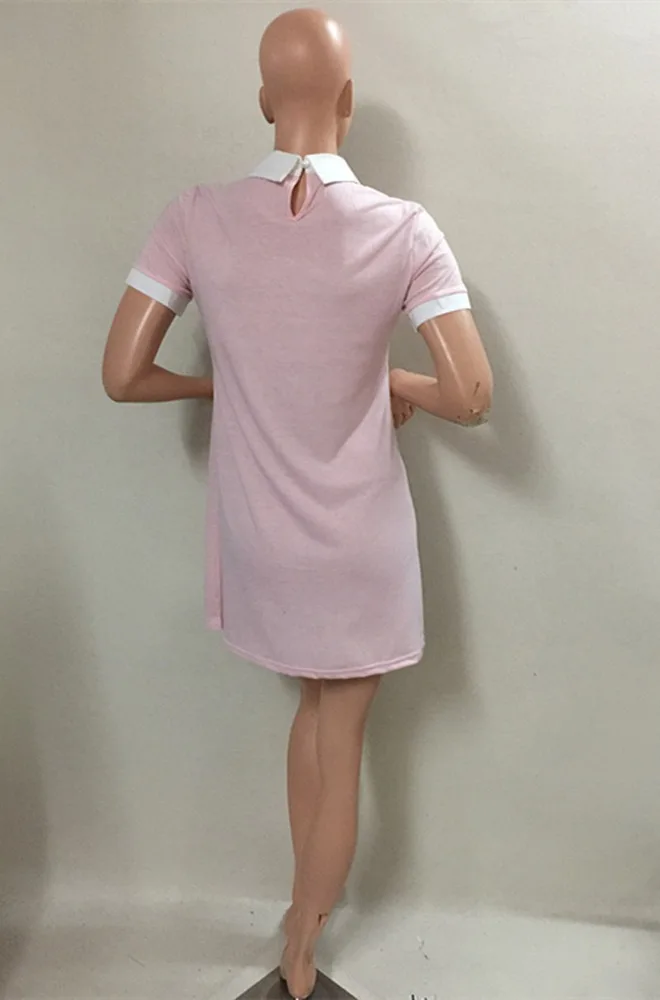 
F40087A New style doll collar casual short sleeve women clothing dress 