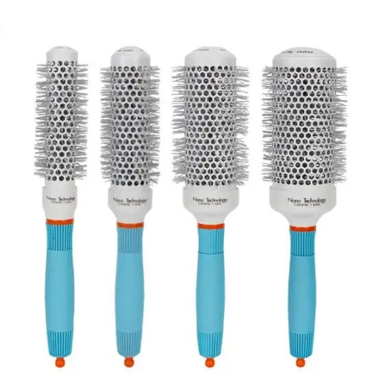 

Thermal Nano Technology Ceramic Ionic Hair Round Brushes Aluminum Hair Barrel Comb In 4 Sizes Hairdressing Brushes Hair Styling, Blue
