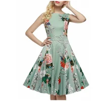

Women Dress Retro Vintage 1950s 60s Rockabilly Floral Swing Summer Dresses Elegant Bow-knot Tunic Vestidos