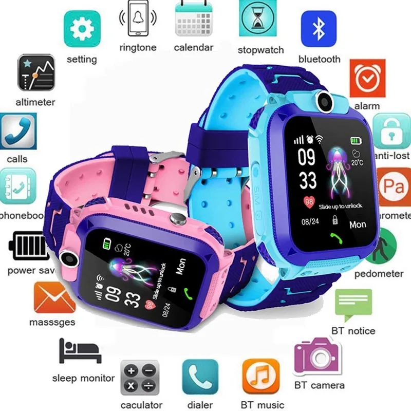 

Smart Watch Kids IP67 Waterproof Smart Clock Touch Screen SOS Phone Call Device Location Tracker Anti-Lost Childs Smart Watch