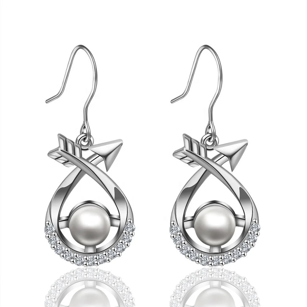 

Eudora pearl earrings dangle pearl drop earring with 925 sterling silver plated DAE0017