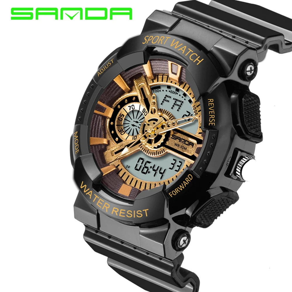 

2017 new design Sanda g style waterproof sport watch, 5 colors