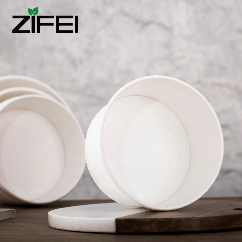 
Disposable kraft white paper bowl for salad and hot soup and rice bowl 