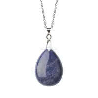 

Natural Semi Precious Drop Water Pendant Necklace Gemstone Crystal Beads Necklace