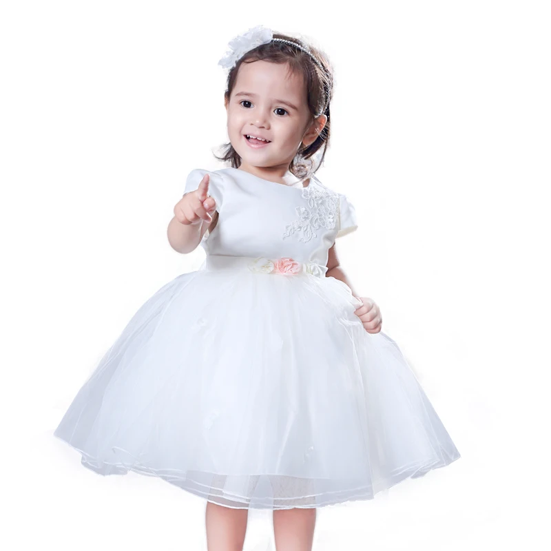 

Free Shipping! Nimble Wholesale 1-4Y Flower Fashion White Embroidered Baby Dress Child Baby Dress Model White Girl Child Dress, Ivory/orange pink