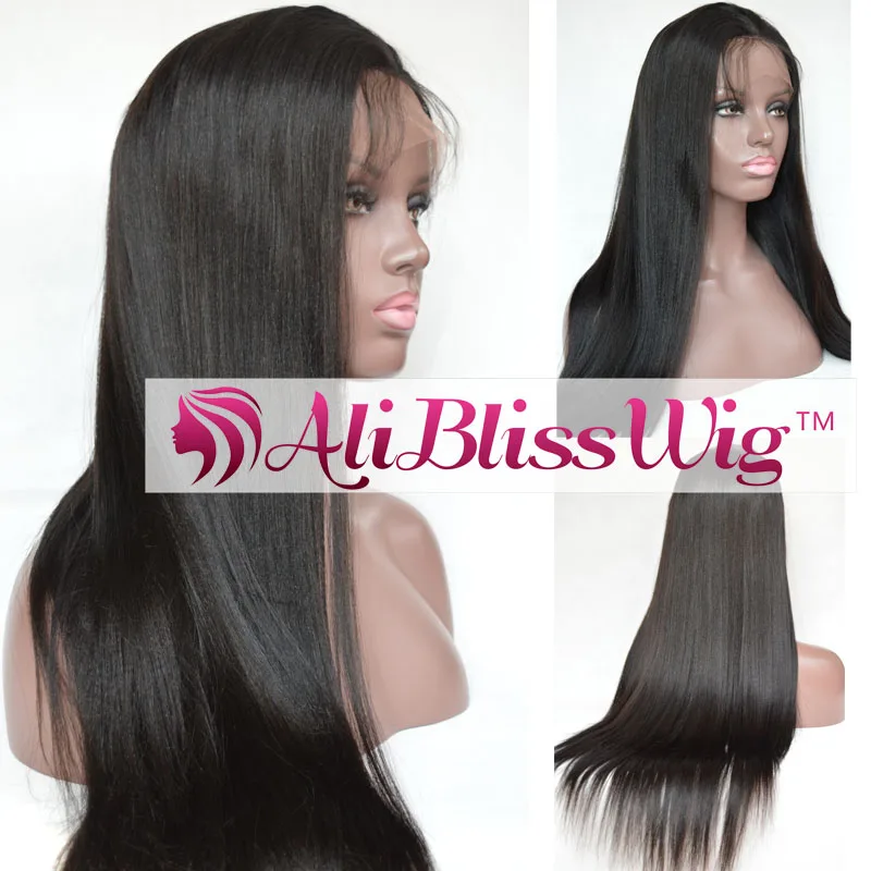 

Natural Looking 130% Density Brazilian Natural Hairline Part Anywhere Yaki Straight Human Hair Full Lace Wig with Baby Hair