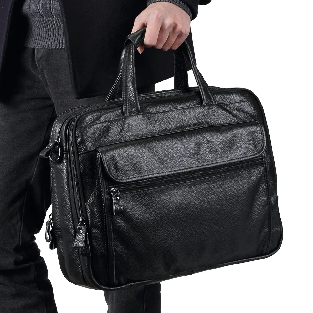 

Luxury Travel Genuine Leather Messenger Black Briefcase Sling Office Mens Business Shoulder Laptop Bag Briefcase For 15.6 inch, Coffee,black