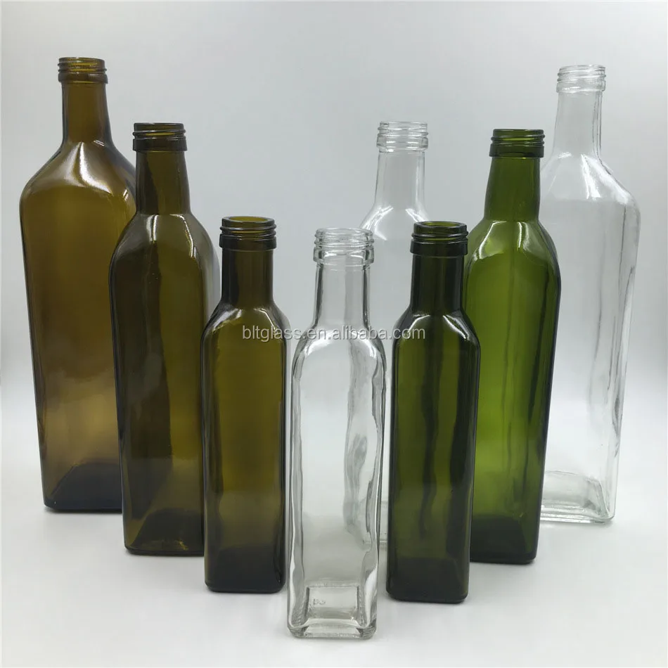 Square Glass Bottle For Olive Oil With Plastic Lid 250ml 500ml 750ml 1l ...