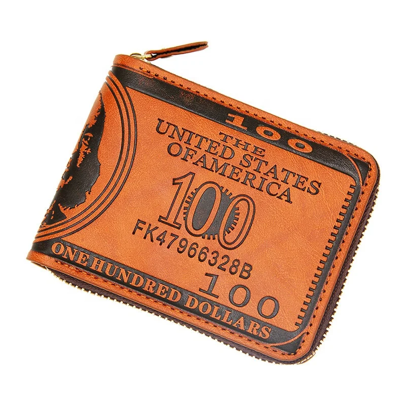 

Fashion New Design US Dollar Print Business Card Holder Case Mens Wallet Slim PU Leather Purse for Travel, Black,brown or customized