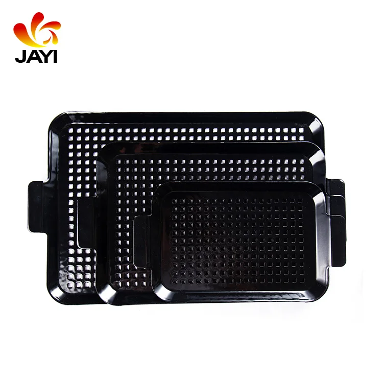 Outdoor Bbq Grilling Cooking Tools Portable Black Enamel Bbq Tray With
