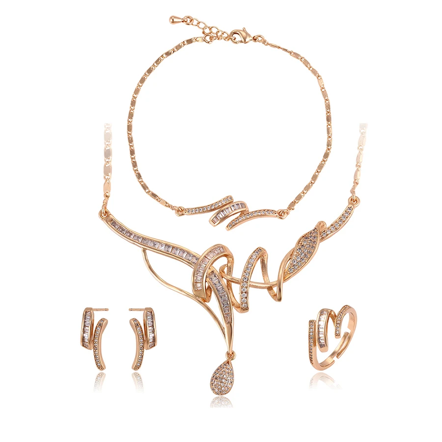 

64576 Xuping necklace set, Copper materials wedding necklace, noble 18k gold jewelry set jewelry