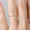 Charm White Zirconia Dangle Ring, Sterling Silver Gold Stackable Ring LYR0253