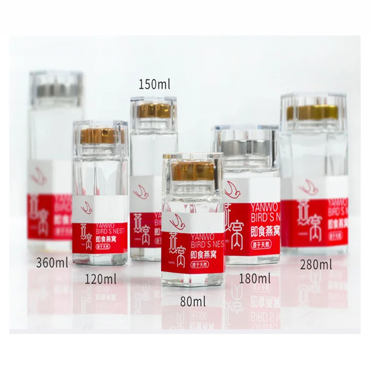 

wholesale 50ml 100ml 200ml 280ml Square Spice Glass Storage empty honey jars with double cap, Transparent color/ clear color or customized