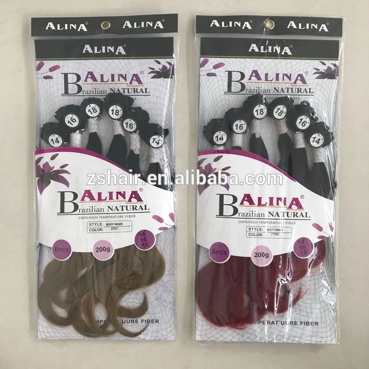 14 -18inch 6 PCS/Pack Long Body Wave Alina Synthetic Weaving Hair Weft Bundles Hair Extension