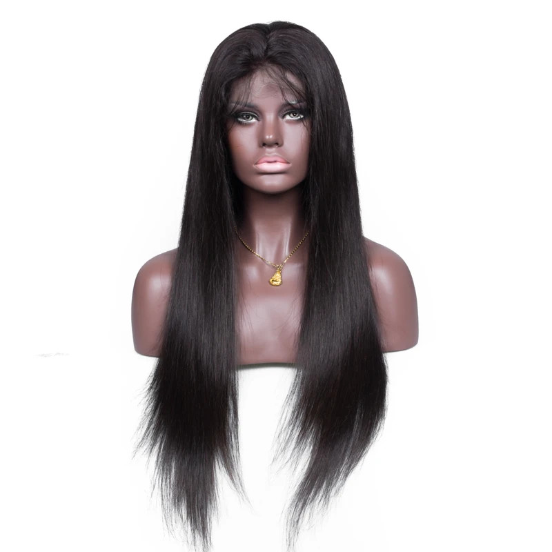

Free Shipping Silky Straight HD Lace Wig Preplucked Bleached Knots Brazilian Human Hair Full Lace Wig