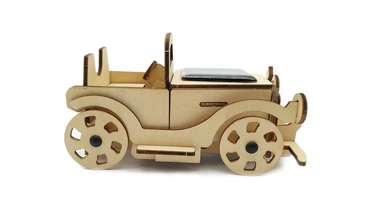 Solar Racing Car Puzzle Wooden DIY Toy Car