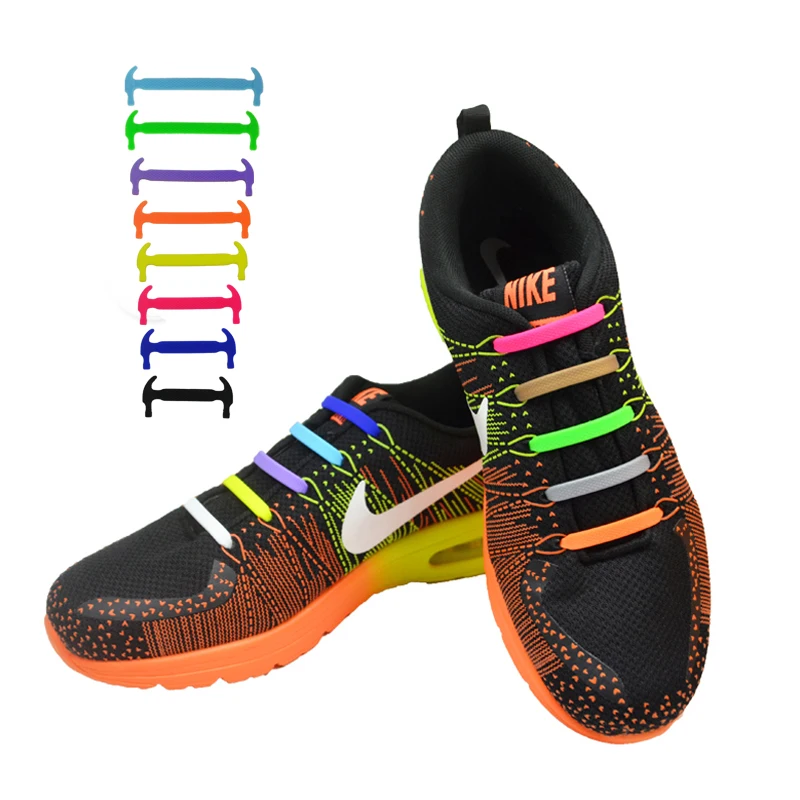 

Custom bulk shoelace No Tie Shoelaces Elastic Shoe Laces Silicone, Red/black/blue/green/white/purple/orange