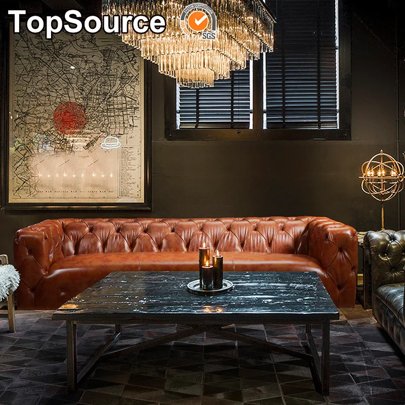 Foshan Hot Furniture Used Chesterfield Foam Leather Sofa Product