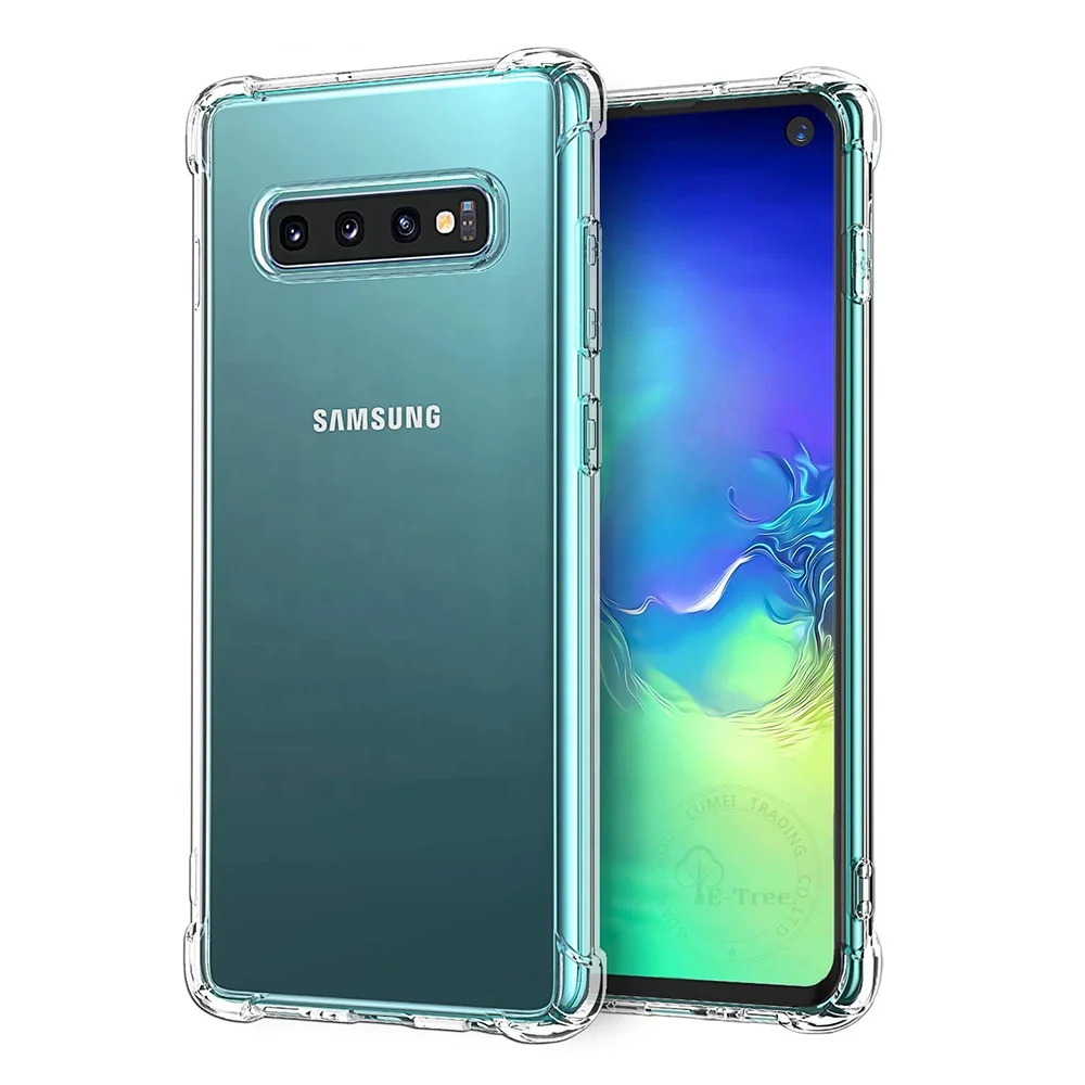 

Crystal Clear Slim Protective Cover with Reinforced Corner Bumper Cover Case For Samsung Galaxy S10 Plus, As picture