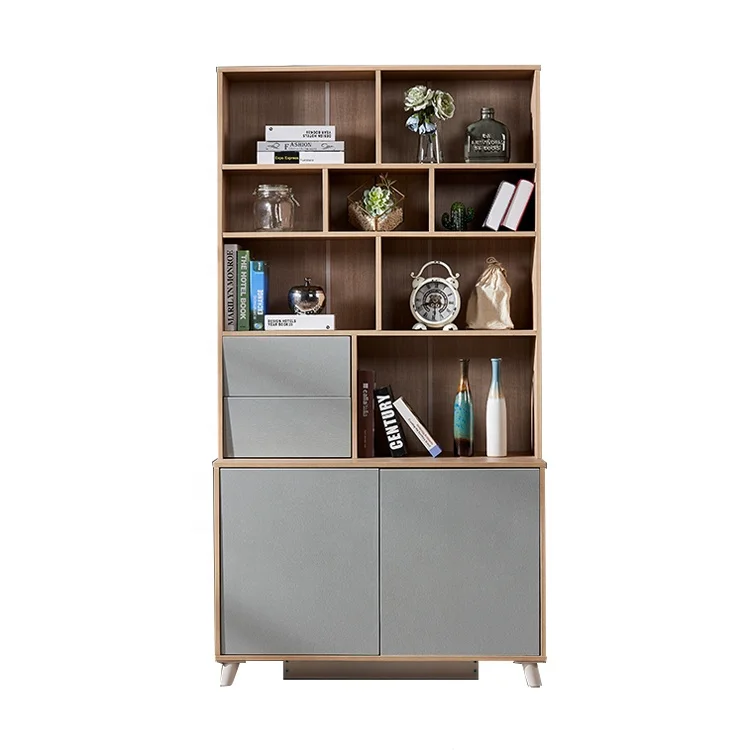 
Modern Wooden Bookcase Brown Storage MDF Book Shelf With Doors 
