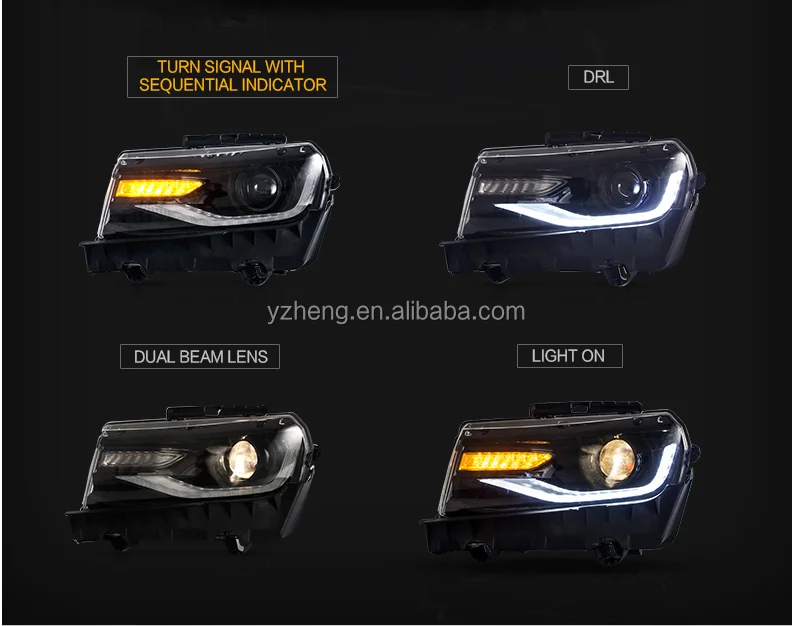 Vland factory for Camaro RGB Headlight for 2014 2015 camaro LED front light wholesale price Rear Lamp DRL+Brake+Turning Lamp