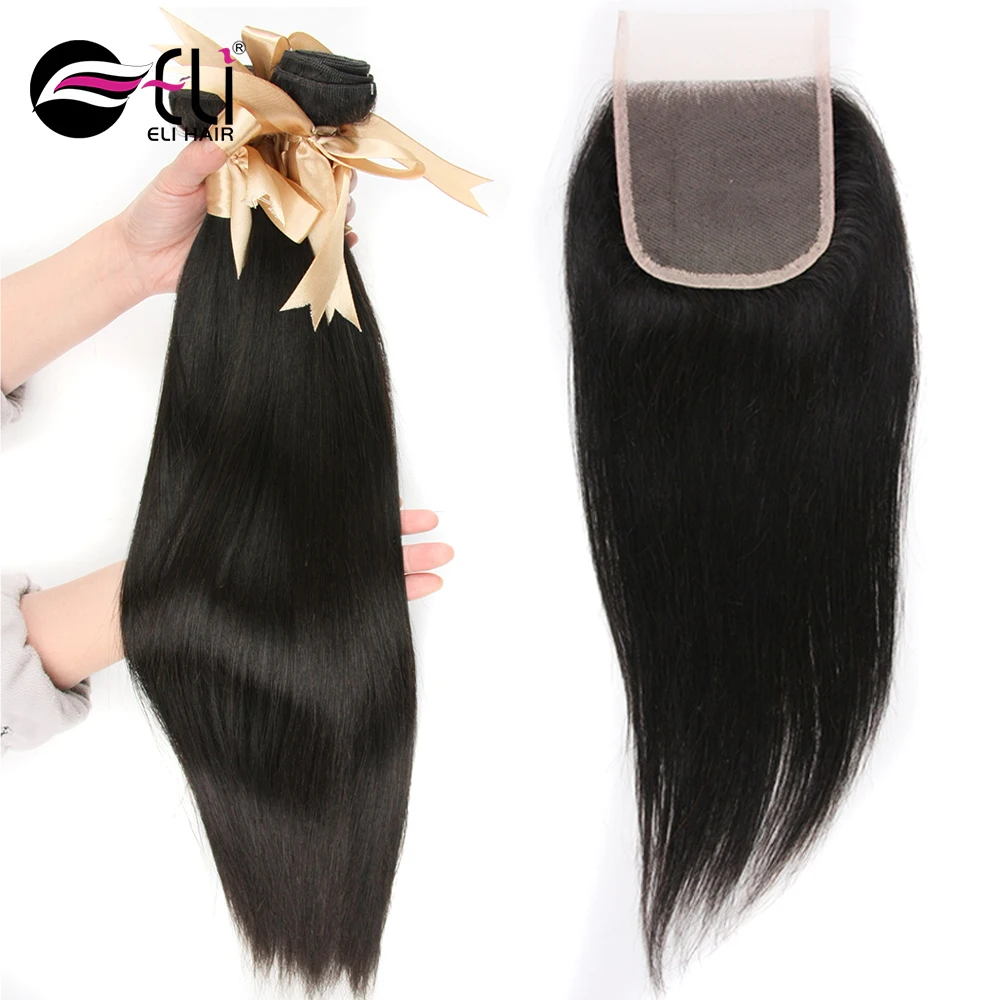 

Factory Wholesale 100% Unprocessed Malaysian Straight Hair Weave Bundles With Closure Straight Human Hair with Closure