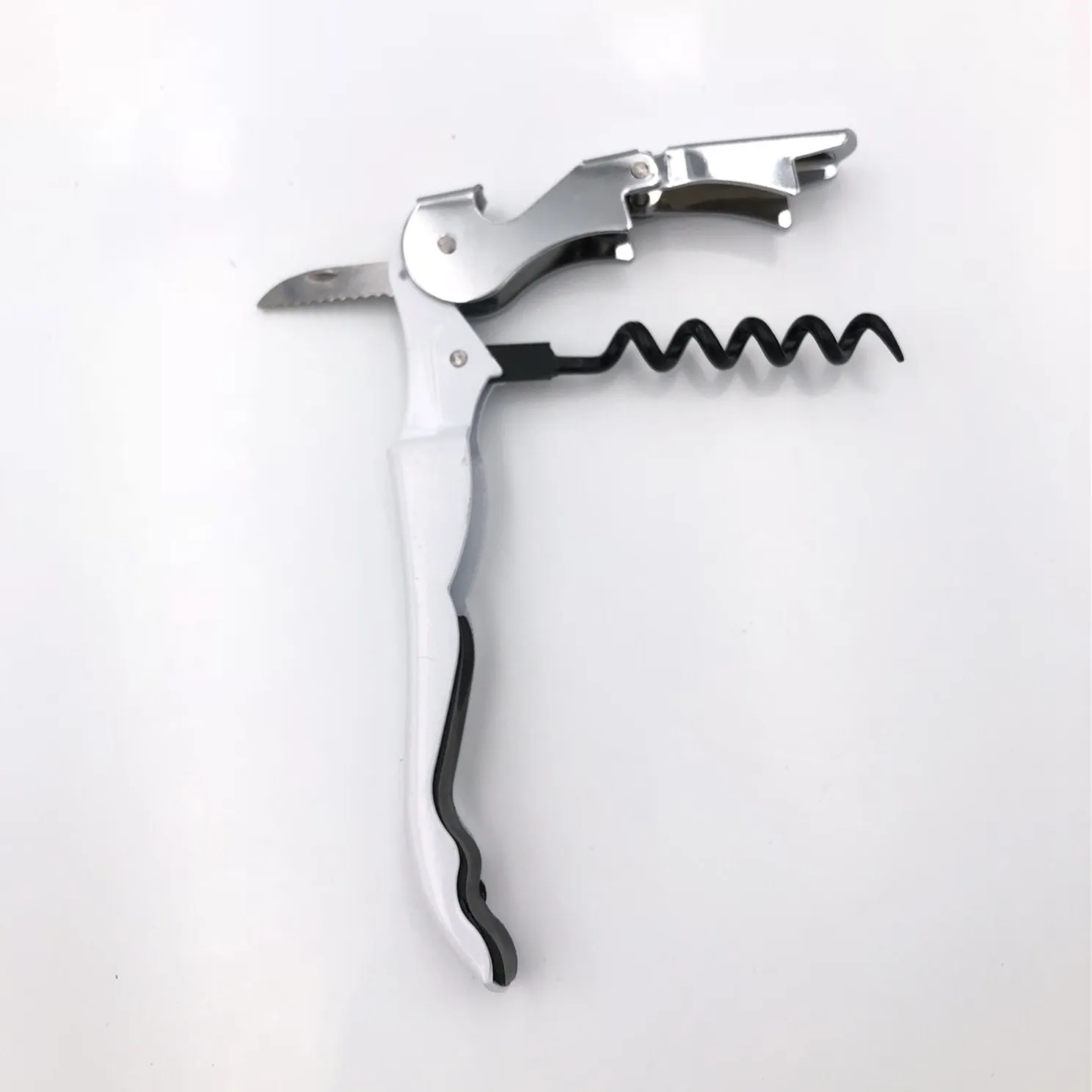 White Costom Italian Bottle Opener Plastic Corkscrew Wine Opener Set