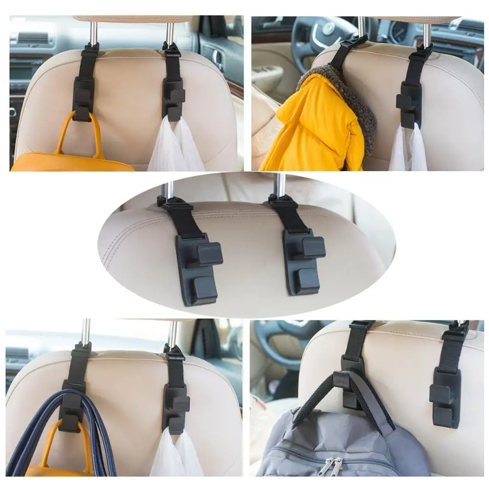 Strong and Durable Car Vehicle Seat back Headrest Hanger Holder Hook for Handbags Purses Coats and Grocery Bags