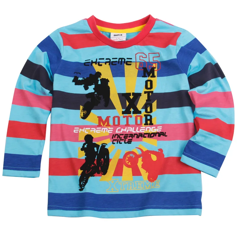 Nova brand boy spring autumn long sleeve T shirt children cartoon striped 100 cotton t shirt