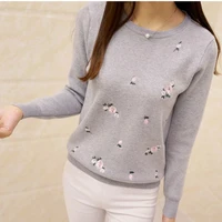 

embroidery design womens o-neck jumper sweater 2018 winter spring