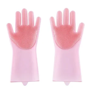 Image of New Trend Heat Resistant Kitchen Silicone Magic Dishwashing Washing Gloves with Wash Scrubber