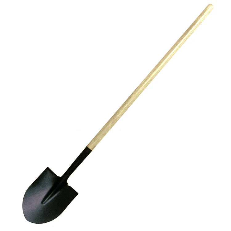 Farming Garden Carbon Steel Round Spade Shovel Head With Wood Long